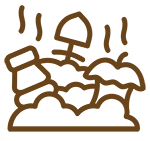 illustration of food decomposing in dirt