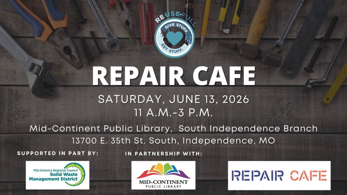 Repair Cafe event banner with event details