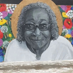 Mural of Thelma in the restaurant. 