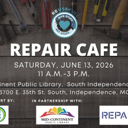 Repair Cafe event banner with event details